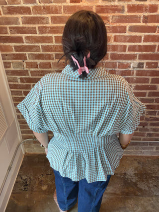 Gingham Button Front Top