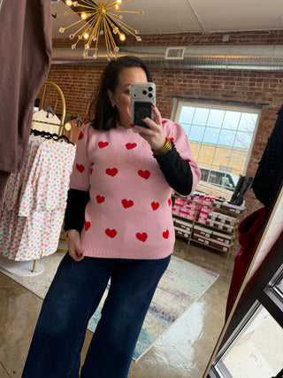 Pink Heart Sweater