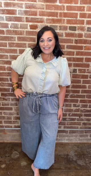 Risen Jeans Cropped Wide Leg Jeans