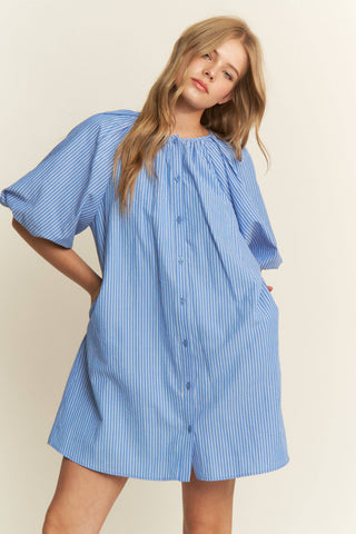Striped Button-Down Mini Dress