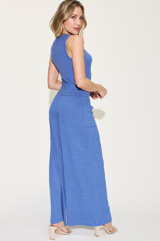 Rebecca Ribbed Tank and Wide Leg Pants Set