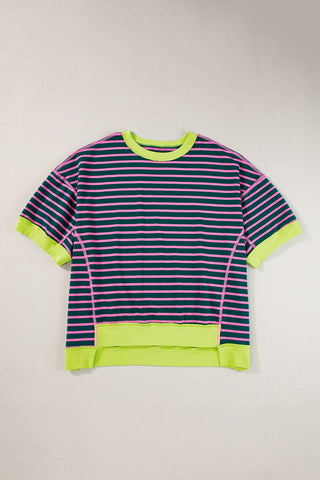 Striped Round Neck Half Sleeve T-Shirt