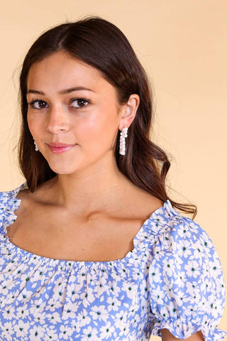 Bloom White Hoop Earrings