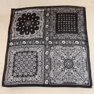 Multi-Patchwork Bandana Paisley Print Satin Square Scarf