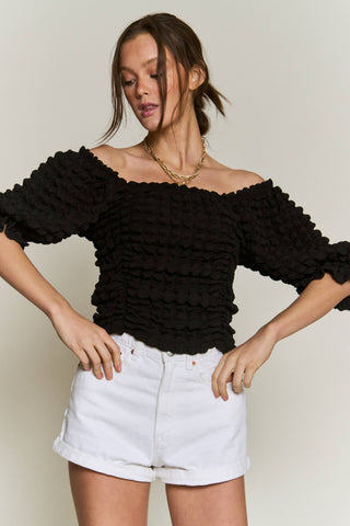 Bethany Bubble Sleeve Textured Knit Top