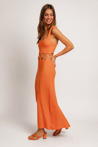 Suave Square Neck Sleeveless Crochet Midi Dress