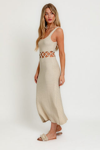 Suave Square Neck Sleeveless Crochet Midi Dress