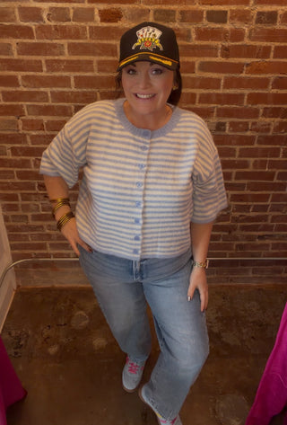 Striped Luxe Cropped Cardigan