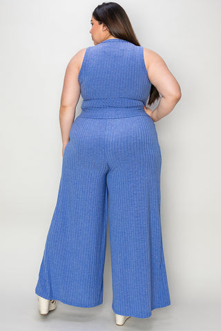 Rebecca Ribbed Tank and Wide Leg Pants Set