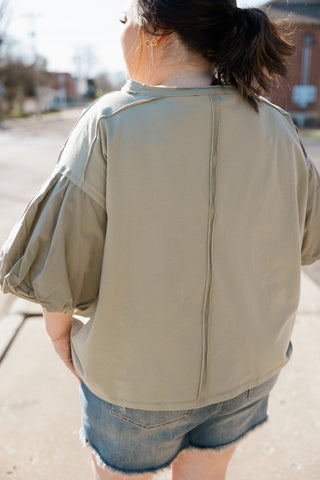 Gracefully Green Puff Sleeve Top