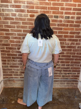 Risen Jeans Cropped Wide Leg Jeans