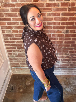 Polka Dot High Neck Blouse