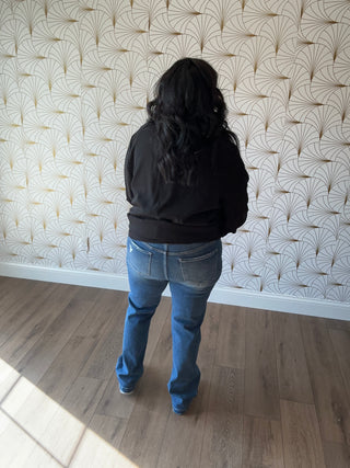 Risen Jeans Straight Leg Tummy Control with Elastic Waistband