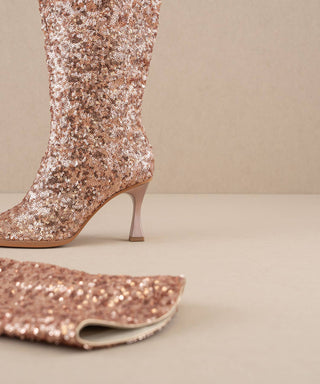 The Jewel Rose Gold | Knee High Sequin Boot