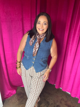 Glowing Gingham Barrel Pants