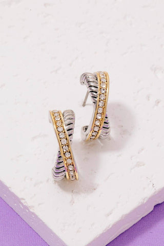 Two Tone Pave Layered Hoop Earrings
