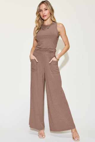 Rebecca Ribbed Tank and Wide Leg Pants Set