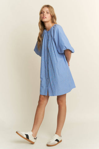 Striped Button-Down Mini Dress