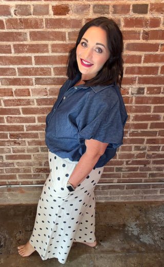 Wild Wide Leg Linen Polka Dot Pants