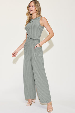 Rebecca Ribbed Tank and Wide Leg Pants Set