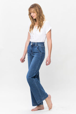 Judy Blue Double Button Wide Leg Trouser Jeans