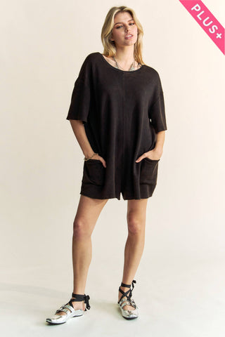 Mindy Mineral Knit V-Neck Romper