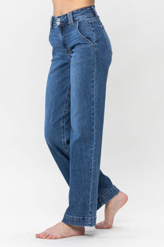 Judy Blue Double Button Wide Leg Trouser Jeans