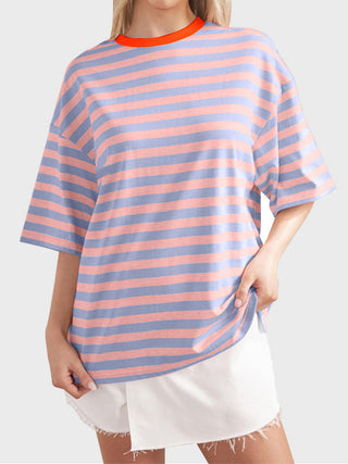 Striped Round Neck Half Sleeve T-Shirt