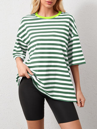 Striped Round Neck Half Sleeve T-Shirt