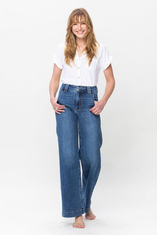 Judy Blue Double Button Wide Leg Trouser Jeans