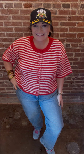 Striped Luxe Cropped Cardigan