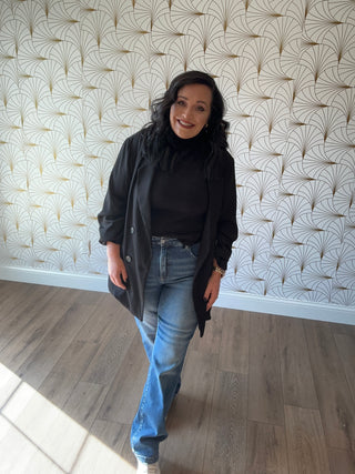Risen Jeans Straight Leg Tummy Control with Elastic Waistband