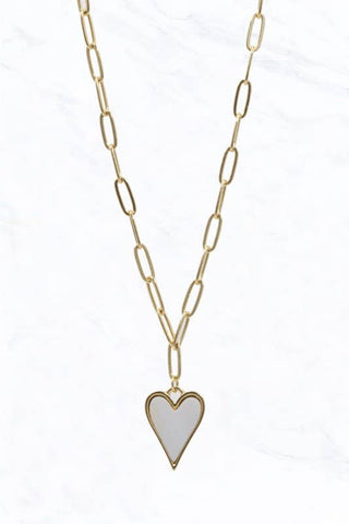 Gold Link Chain with Heart Pendant