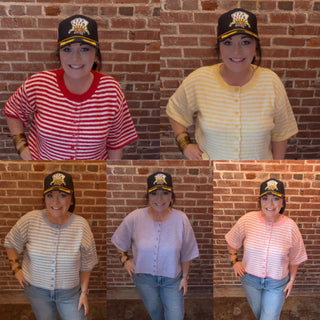 Striped Luxe Cropped Cardigan