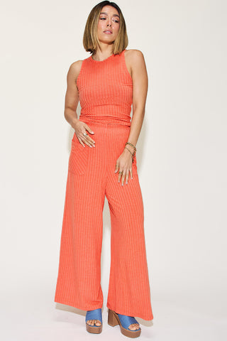 Rebecca Ribbed Tank and Wide Leg Pants Set