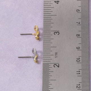 Two-Tone Interlocked Oval Link Stud Earrings