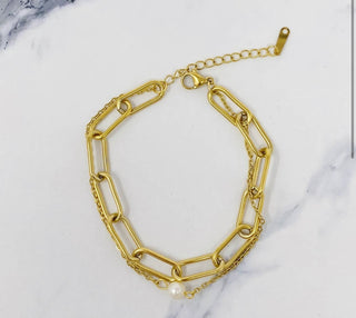 Chain & Pearl Duo Bracelet