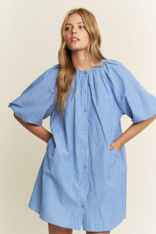 Striped Button-Down Mini Dress