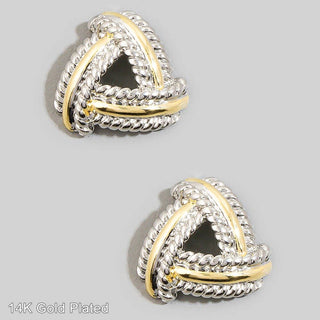 Gold Dipped Two Tone Triangle Weave Stud Earrings