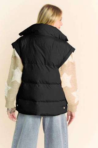 SYLVIA SOLID SLEEVELESS ZIPPER PUFFER DOWN JACKET VEST