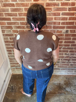 Polka Dot Short Sleeve Sweater