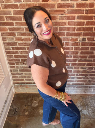 Polka Dot Short Sleeve Sweater