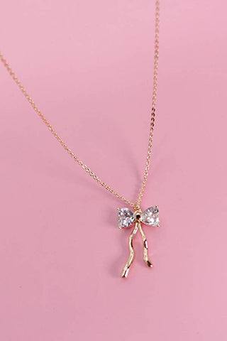 PETITE RHINESTONE BOW NECKLACE