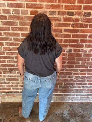 Risen Jeans Slouchy Ankle Barrel Jeans w/Waistband Drawstring