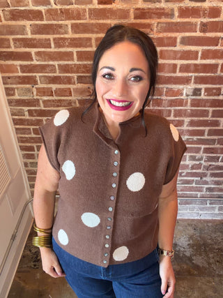 Polka Dot Short Sleeve Sweater