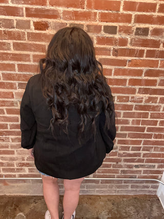 Double Button Basic Black Blazer