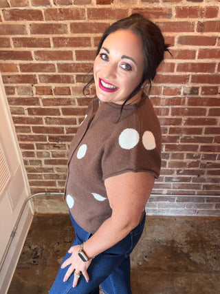 Polka Dot Short Sleeve Sweater
