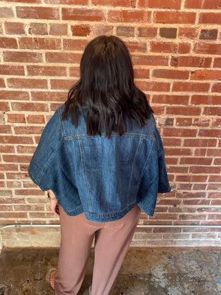 Risen Jeans Flowy Square Cape Jacket