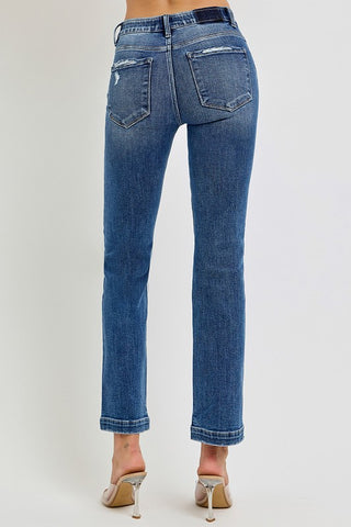 Risen Jeans Straight Leg Tummy Control with Elastic Waistband