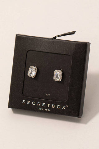 Secret Box Gold Dipped Baguette Halo Stud Earrings